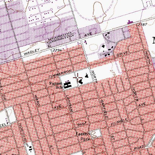 Topographic Map of Fannin Terrace Baptist Church, TX