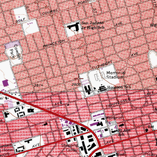 Topographic Map of First Baptist Church, TX