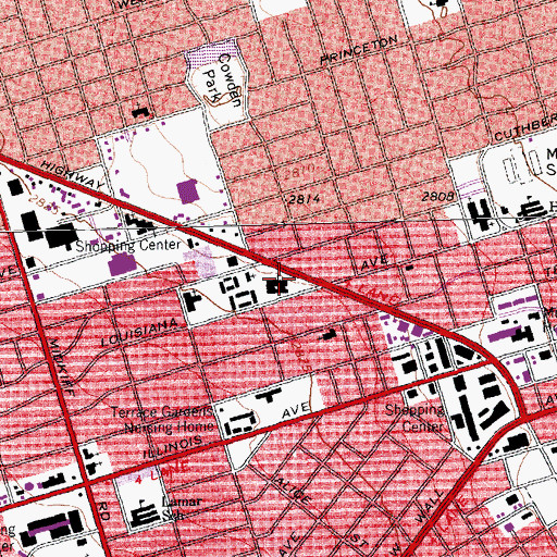 Topographic Map of Trinity Presbyterian Church, TX