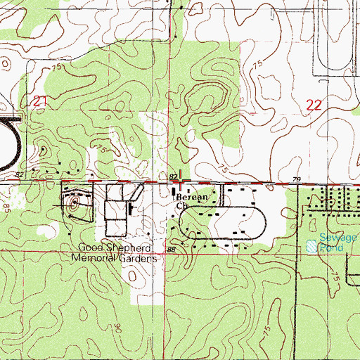 Topographic Map of Berean Baptist Church, FL