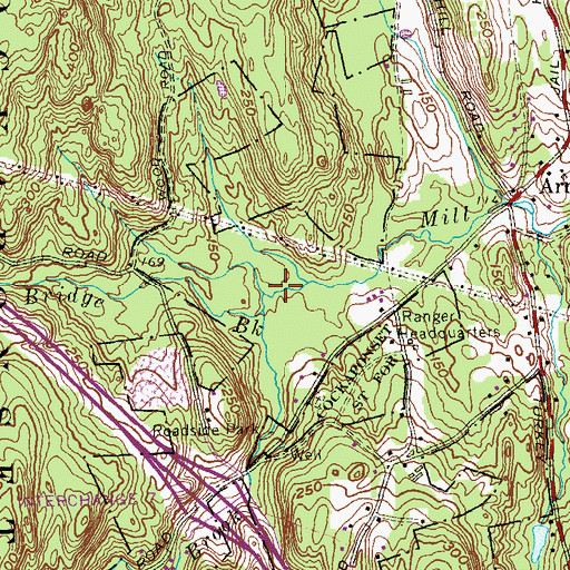 Topographic Map of Beaver Meadow Brook, CT