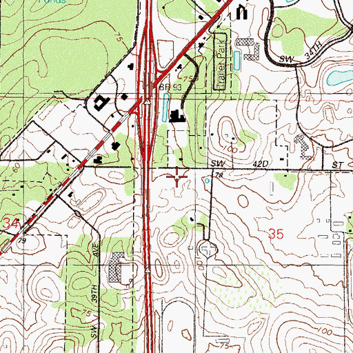 Topographic Map of Red Oak Electric Substation, FL