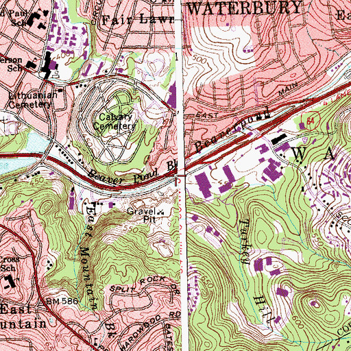 Topographic Map of Beaver Pond Brook, CT
