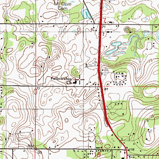 Topographic Map of Victory Baptist Church, FL