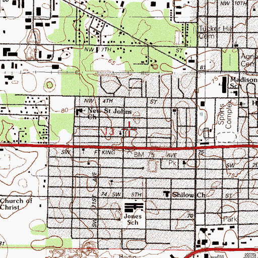 Topographic Map of The Rightway Christian Church of God, FL