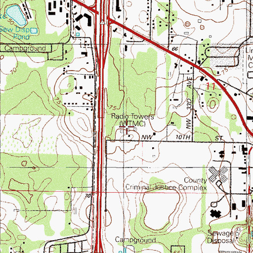 Topographic Map of WCFI Radio Tower, FL