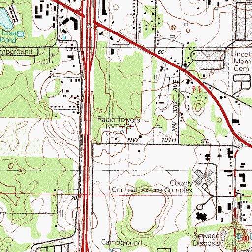 Topographic Map of East Radio Tower WCFI, FL