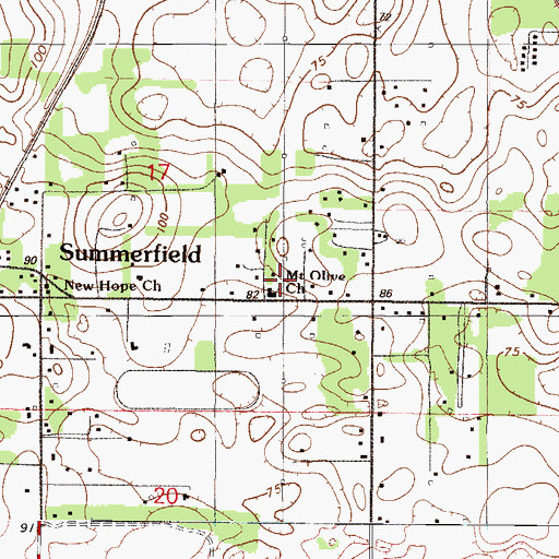 Topographic Map of Mount Olive Baptist Church, FL