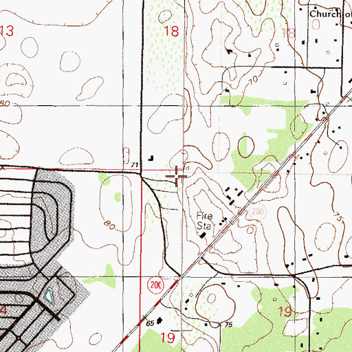 Topographic Map of Marion County Fire Rescue Station 21 Friendship, FL