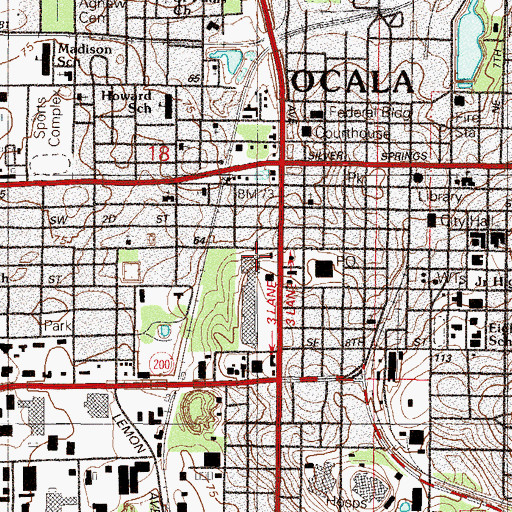 Topographic Map of Ocala Police Department Headquarters, FL