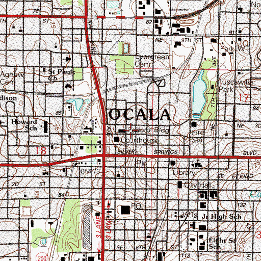 Topographic Map of Marion County Judiciary Center, FL
