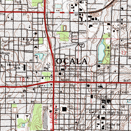 Topographic Map of Golden-Collum Memorial Federal Building and United States Courthouse, FL