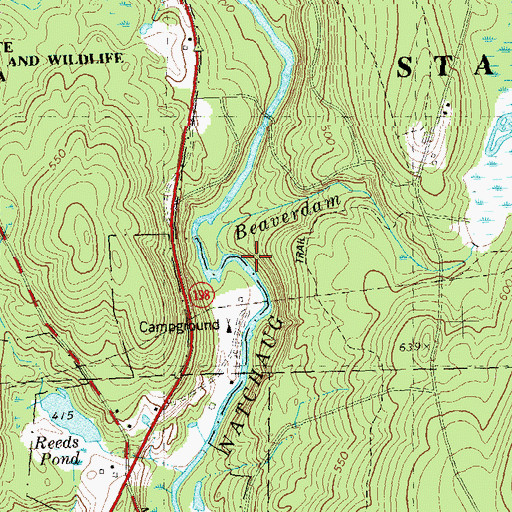 Topographic Map of Beaverdam Brook, CT
