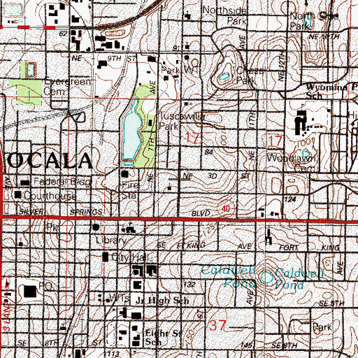 Topographic Map of Ocala Bible College, FL