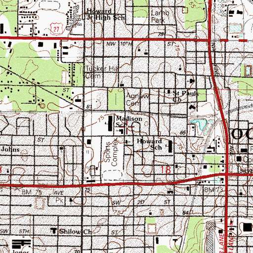 Topographic Map of Second Bethlehem Baptist Association, FL