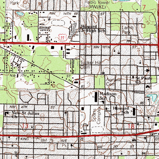 Topographic Map of Zion United Methodist Church, FL