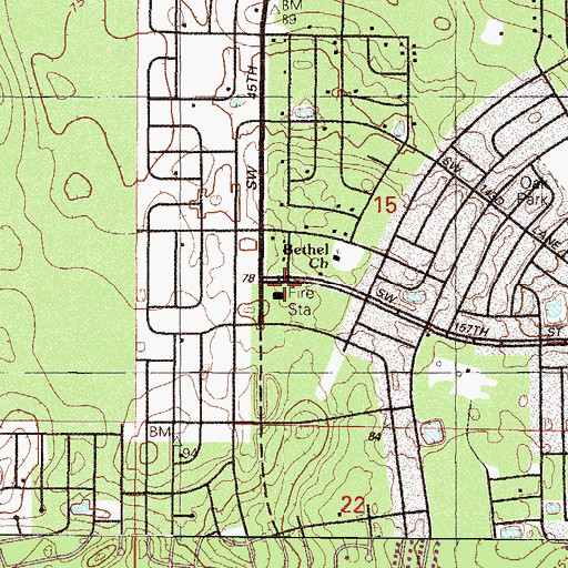 Topographic Map of Marion County Fire Rescue Station 24 Marion Oaks, FL