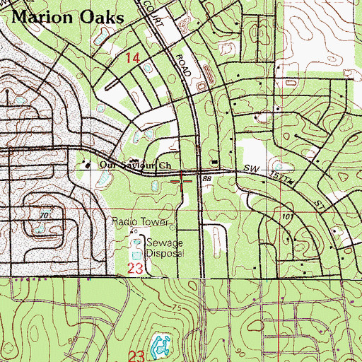 Topographic Map of Marion Oaks Library, FL