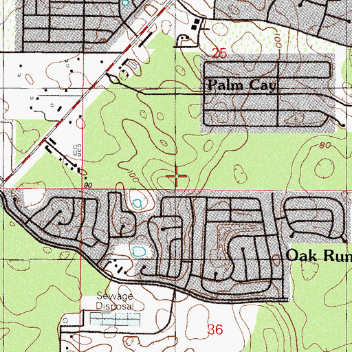 Topographic Map of Oak Run Water Tower, FL