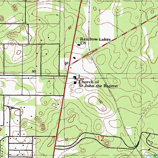 Topographic Map of Catholic Community of Saint John the Baptist, FL