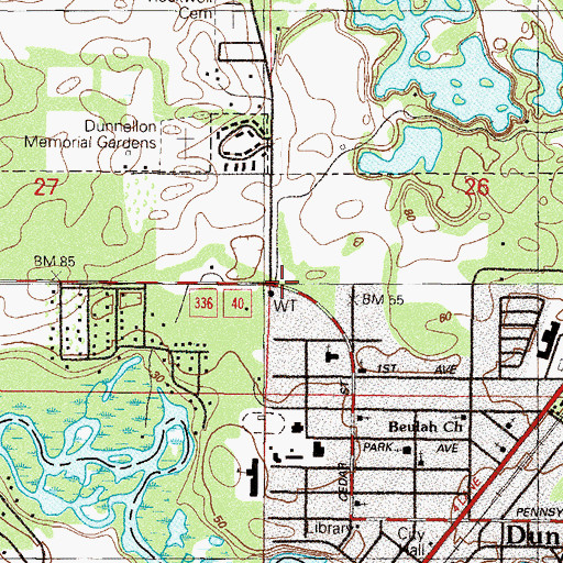 Topographic Map of Dunnellon Water Tower, FL