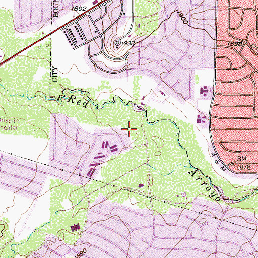 Topographic Map of Second Baptist Church, TX