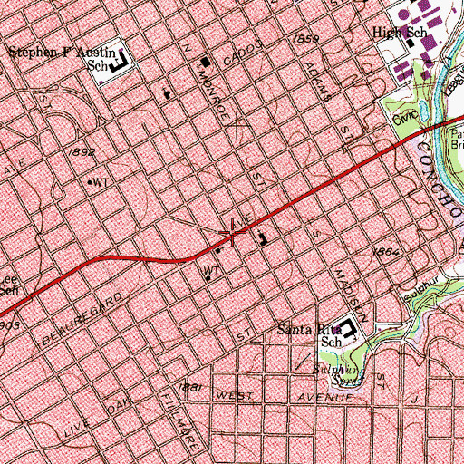 Topographic Map of Tree of Life Church, TX
