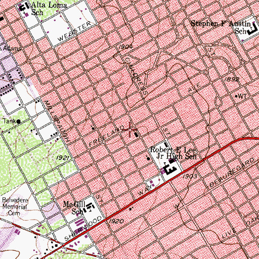 Topographic Map of Hillcrest Baptist Church, TX