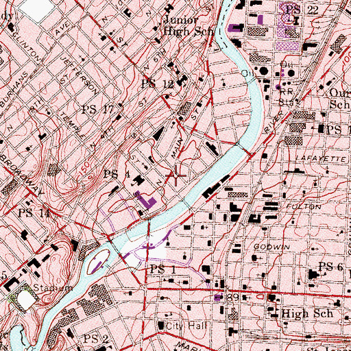Topographic Map of First Ward Branch Paterson Free Public Library, NJ