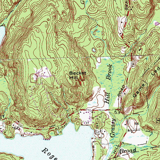 Topographic Map of Becket Hill, CT