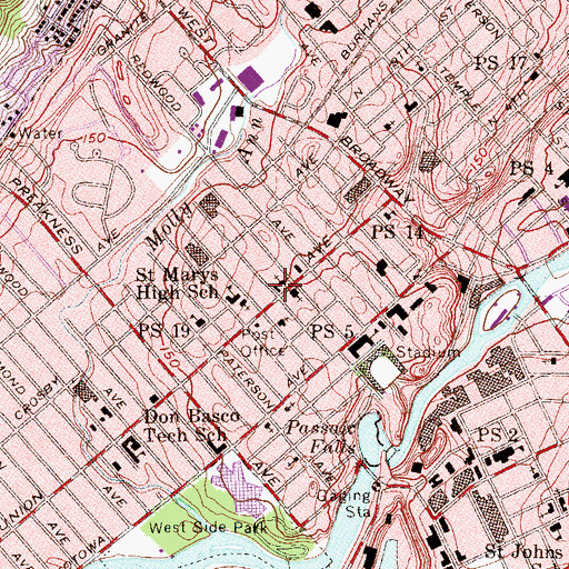 Topographic Map of Totowa Branch Paterson Free Public Library, NJ