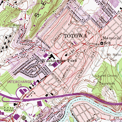 Topographic Map of Totowa Post Office, NJ