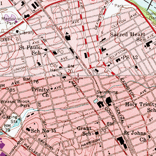 Topographic Map of Main Avenue Post Office, NJ