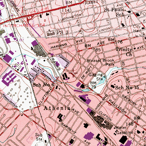 Topographic Map of Clifton Post Office, NJ