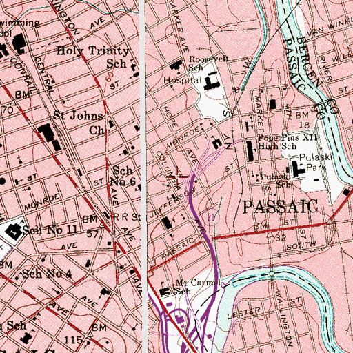 Topographic Map of Church of God of Prophecy, NJ