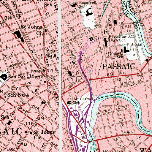 Topographic Map of Saint Nicholas Catholic Church, NJ