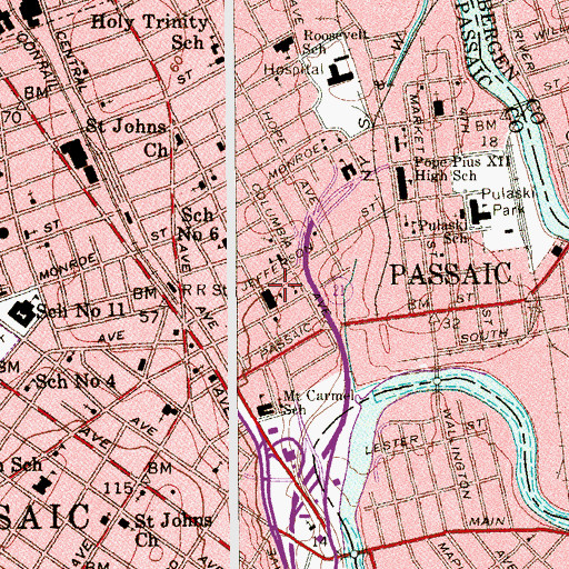Topographic Map of Saint Nicholas Roman Catholic School, NJ