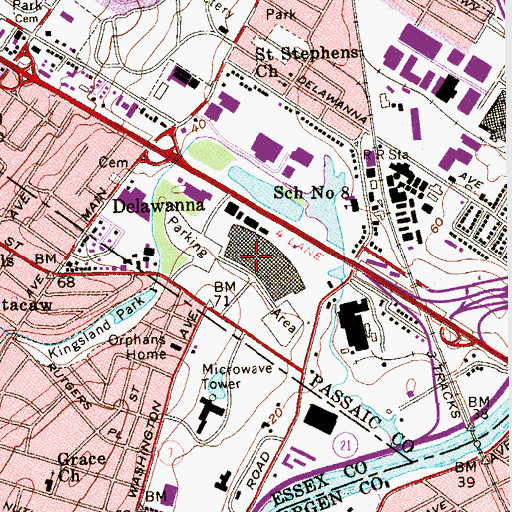 Topographic Map of Yountakah Country Club, NJ