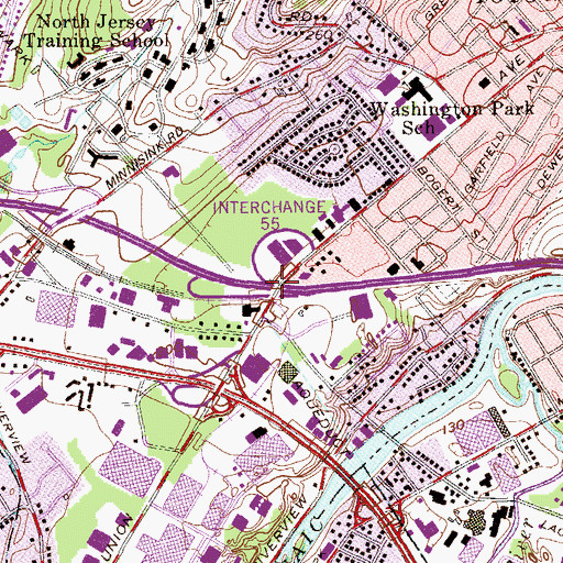 Topographic Map of Interchange 55, NJ