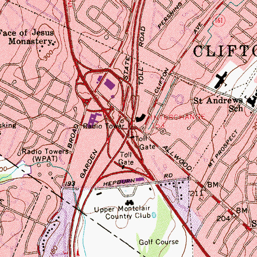 Topographic Map of Interchange 153, NJ