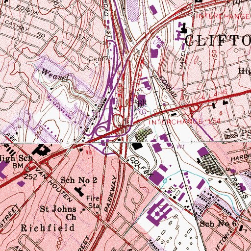 Topographic Map of Interchange 154, NJ