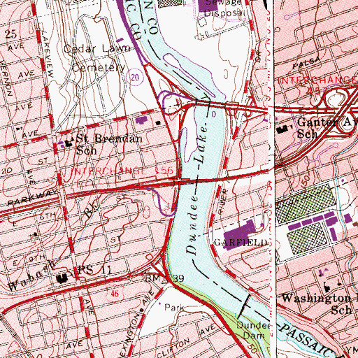 Topographic Map of Interchange 156, NJ