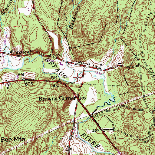 Topographic Map of Beckwith Brook, CT