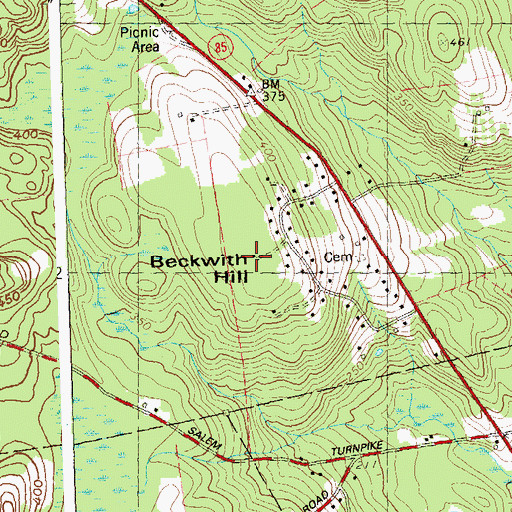 Topographic Map of Beckwith Hill, CT