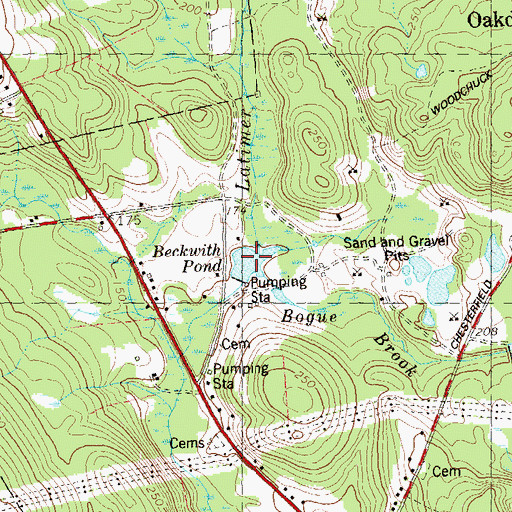 Topographic Map of Beckwith Pond, CT