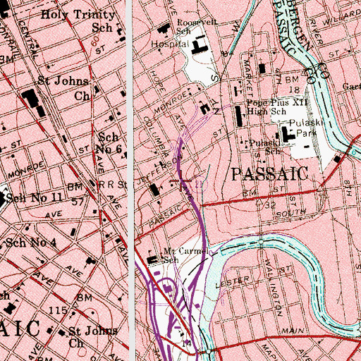 Topographic Map of Congregation B'nai Jacob, NJ