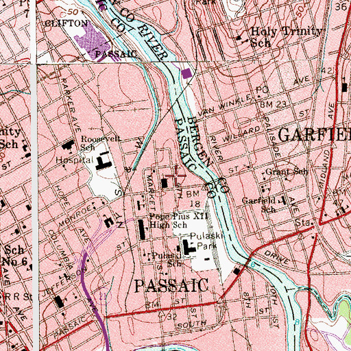 Topographic Map of Saint Peters and Saint Pauls Russian Orthodox Church, NJ