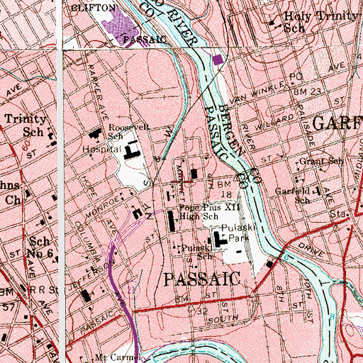 Topographic Map of Slavonian Catholic Church of the Assumption, NJ