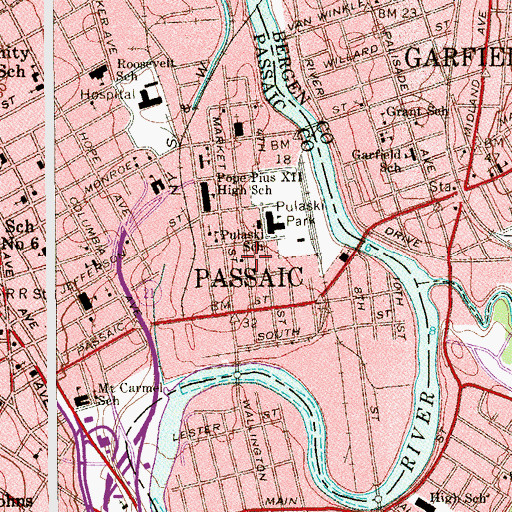 Topographic Map of Passaic Engine Company Number 2, NJ