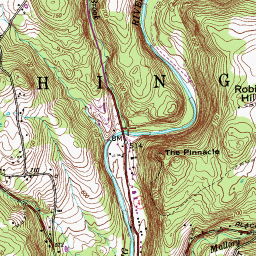 Topographic Map of Bee Brook, CT